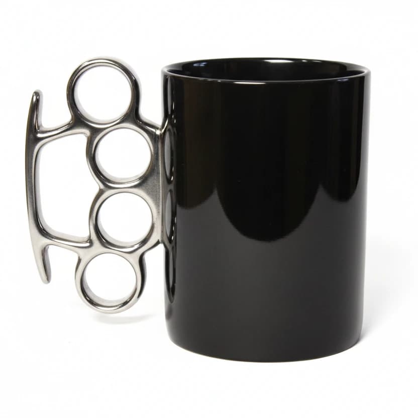 Brass Knuckle Grip Ceramic Mug